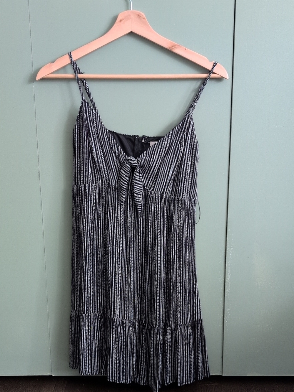 Francesca's Black and White Striped Tie-Front Sundress